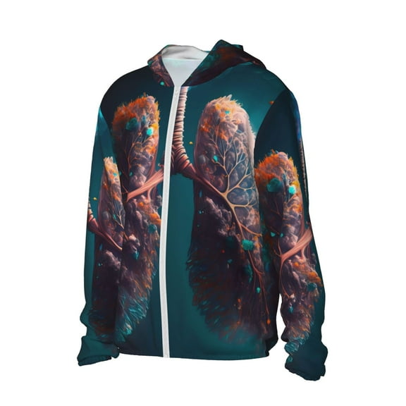 Picia Abstract Botanical Heart Women's Men's UPF 50  Sun Protection Hoodie Shirt Long Sleeve SPF Fishing Outdoor UV Hiking Lightweight Shirts-XX-Large