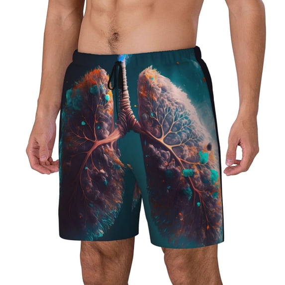 Picia Abstract Botanical Heart pattern Mens Swim Trunks with Compression Liner Stretch Beach Shorts Quick Dry with Zipper Pockets No-Chafing Board Shorts-3X-Large