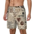 thumbnail image 1 of Picia Abstract Coffee Pattern With Letters pattern Mens Swim Trunks with Compression Liner Stretch Beach Shorts Quick Dry with Zipper Pockets No-Chafing Board Shorts-Small, 1 of 9