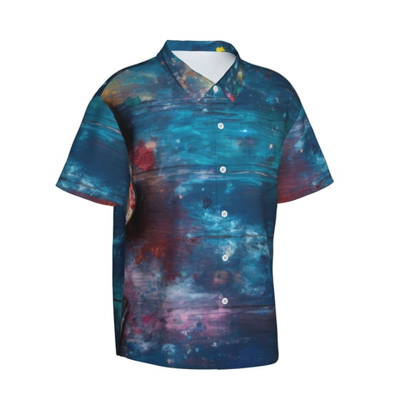 Picia Abstract Colorful Art Supplies Gentle Cotton Regular Fit Short Sleeve Casual Hawaiian Shirt for Men-XX-Large
