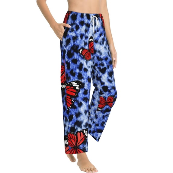 Picia Abstract Colorful Butterflies Womens Soft Woven Cotton Elastic Waistband Sleep Pajama Pant Lounge Sleep Pant With Pockets And Drawstring-X-Large