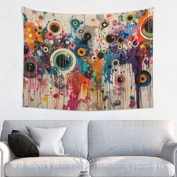 Picia Abstract Colorful Dripping Circles Pattern Tapestry-Tapestries for Bedroom Living Room Dorm(29x37")