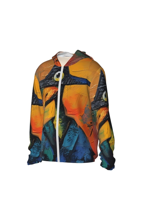 Abstract Funny Duck Women's Men's UPF 50+ Sun Protection Hoodie Shirt Long Sleeve SPF Fishing Outdoor UV Hiking Lightweight Shirts-3X-Large