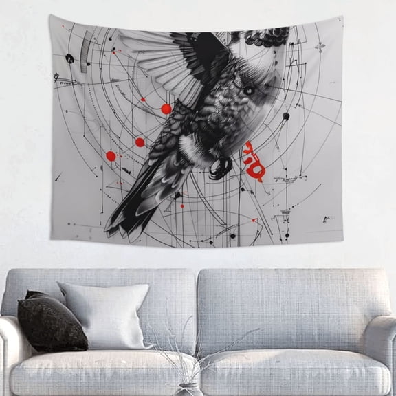 Picia Abstract Geometric Hummingbird Pattern Tapestry-Tapestries for Bedroom Living Room Dorm(29x37")
