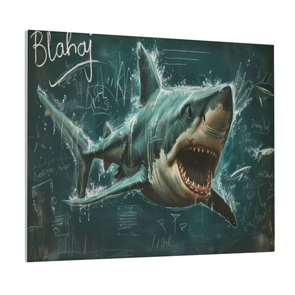 Picia Abstract Geometric Shark Pattern Decorative Picture – Unique Wall Art, Modern Canvas Print for Trendy Interiors (Horizontal)