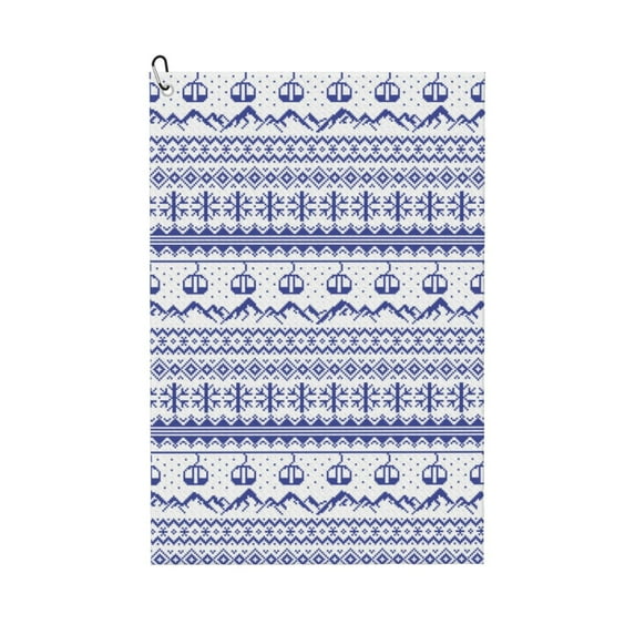Picia Abstract Gondola Snowflake Microfiber Golf Towel (24" X 16") with Carabiner Clip, Waffle Pattern Hook - Golf Accessories and Gifts, Father's Day, Christmas, Birthday Gift