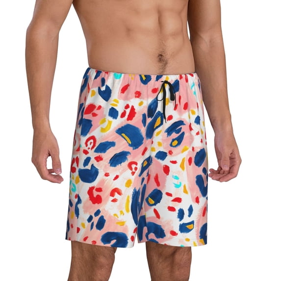 Picia Abstract Leopard Print Pajama Shorts for Men, Men's Pajama Bottoms, Sleepwear,Short Pajama Pants-Small