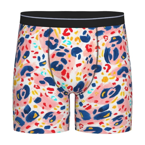 Picia Abstract Leopard Print Pattern Men's Athletic Long Leg Briefs , Performance Stretch Underwear，Moisture-Wicking