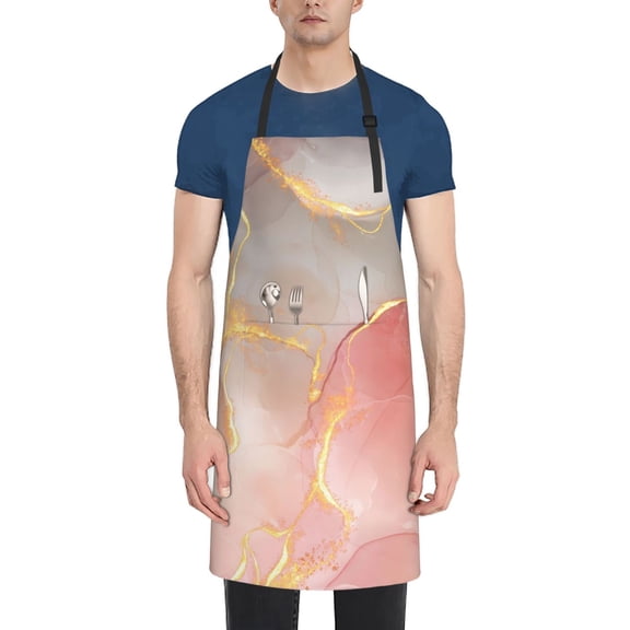 Picia Abstract Marble Texture Waterproof Apron for Unisex Adult - Adjustable Bib Apron with Pockets, Ideal for Cooking, Gardening, Painting, and Household Chores