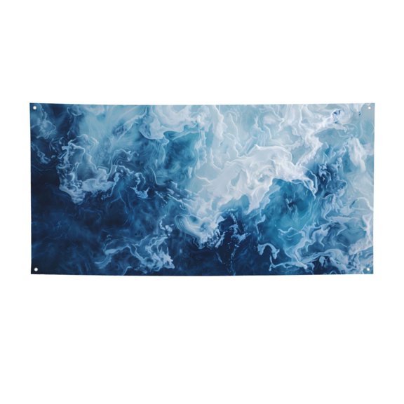 Picia Abstract Ocean Waves Pattern Party Banner, Festive Decoration, Holiday Banner, Celebration Decor, Event Banner, Reusable Party Banner-Small