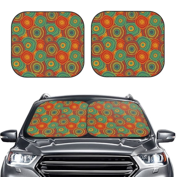 Picia Abstract Pattern 2 Piece Car Windshield Sun Shade Foldable | Foldable Sun Shield for Front Window Blocks UV Rays and Keeps Your Vehicle Cool-Medium