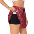 thumbnail image 1 of Picia Abstract Red Marble Pattern Women's 2 in 1 Athletic Running Shorts High Waisted Workout Casual Gym Sweat Shorts with Comfy Liner Zipper Pockets-, 1 of 9