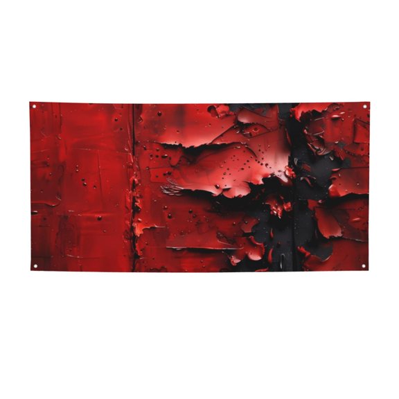 Picia Abstract Red Textured Canvas Pattern Party Banner, Festive Decoration, Holiday Banner, Celebration Decor, Event Banner, Reusable Party Banner-Small