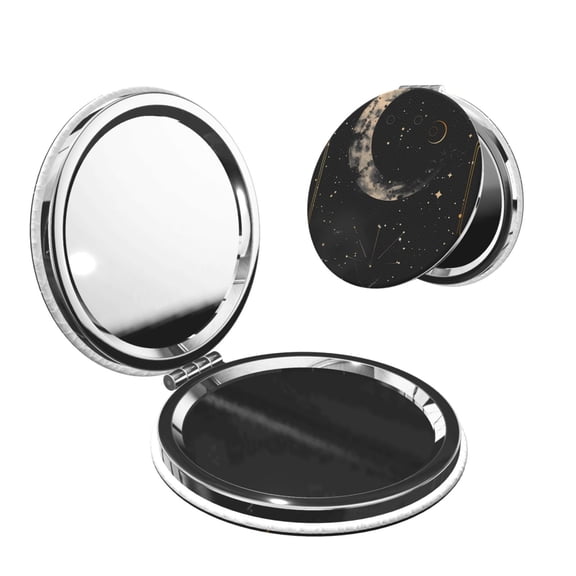 Picia Abstract Starry Sky Moon for Compact Vanity Mirror , Travel Makeup Mirror , Portable Magnifying Cosmetic Mirror for Daily, Work, Business-Round Shape