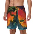 thumbnail image 1 of Picia Abstract Tree Castle pattern Mens Swim Trunks with Compression Liner Stretch Beach Shorts Quick Dry with Zipper Pockets No-Chafing Board Shorts-Large, 1 of 9
