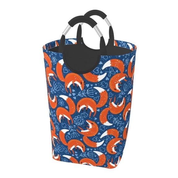 Picia Abstract Vintage Fox and Plants Laundry Basket With Handles Laundry Hamper Toys Storage Organizer Foldable Bucket Washing Bin Dirty Clothes Bag For Home Bathroom Bedroom Dorm