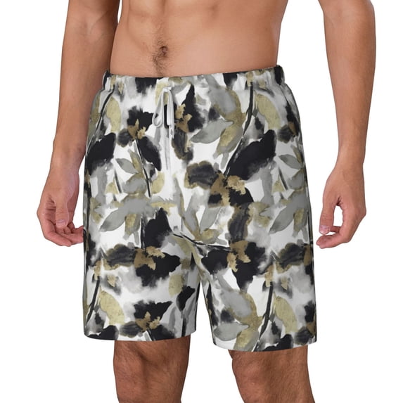 Picia Abstract Watercolor pattern Mens Swim Trunks with Compression Liner Stretch Beach Shorts Quick Dry with Zipper Pockets No-Chafing Board Shorts-Large