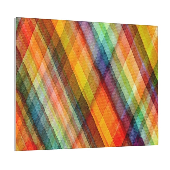 Picia Abstract Watercolors Tartan Pattern Decorative Picture – Unique Wall Art, Modern Canvas Print for Trendy Interiors (Horizontal)