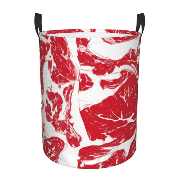 Picia Abstract meat Pattern Large Laundry Basket, Waterproof, Freestanding Laundry Hamper, Collapsible Tall Clothes Hamper with Extended Handles-Medium