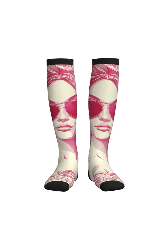 Ace Of Diamonds Lady Printed Sports Compression Socks - 15-20mmHg Graduated Compression, High-Performance Soft and Breathable Socks for Men and Women