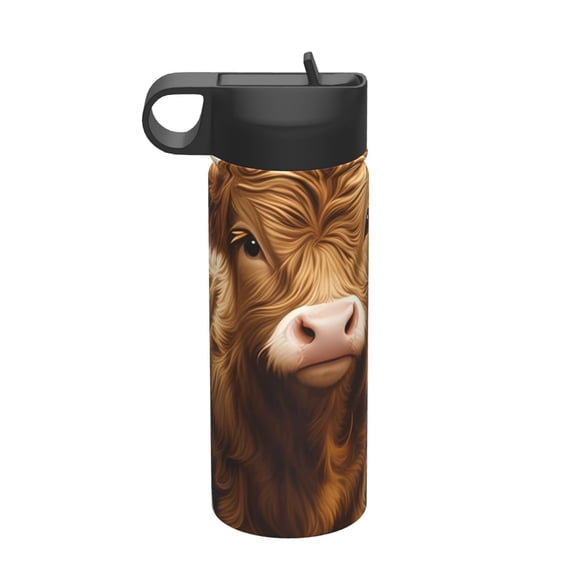 Picia Adorable Calf Butterflies Champagne Pattern 18oz Sports Insulated Kettle With Straw Insulated Water Bottle For Running Hiking Cycling Climbing Men'S Woman Insulated Water Bottle