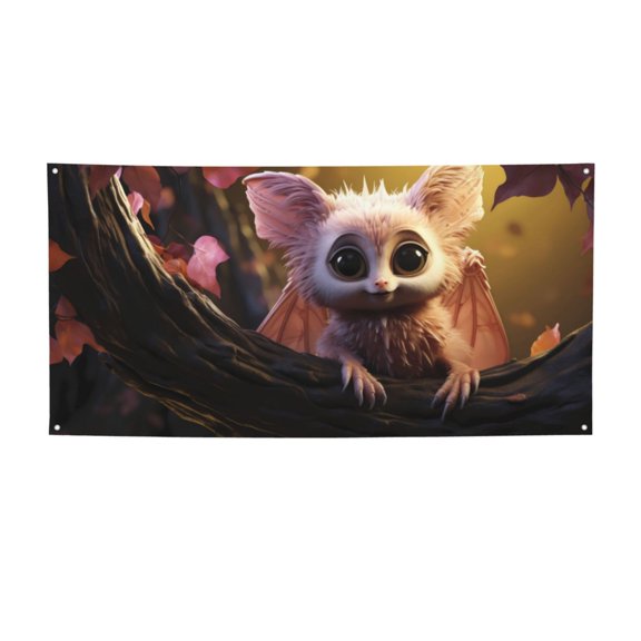 Picia Adorable Fluffy Bat Pattern Party Banner, Festive Decoration, Holiday Banner, Celebration Decor, Event Banner, Reusable Party Banner-Medium