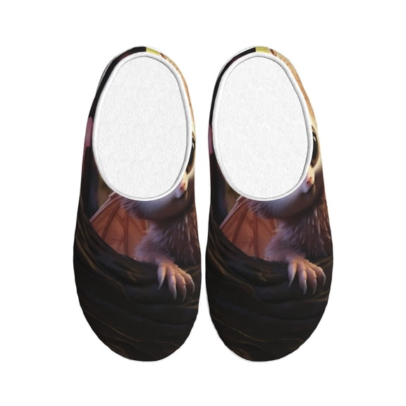 Picia Adorable Fluffy Bat for Women's Lamb-hug Comfy Fleece House Slippers Memory Foam, Slip-on House Shoes Indoor Outdoor-35/36