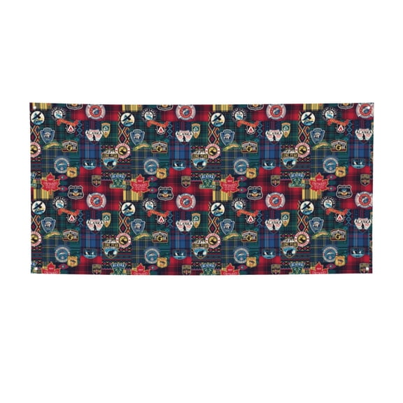 Picia Adventure Camping Badge Pattern Party Banner, Festive Decoration, Holiday Banner, Celebration Decor, Event Banner, Reusable Party Banner-Small