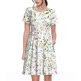 thumbnail image 1 of Picia Aerial Flora Pattern Women's Short Sleeve Summer Dress Pleated Loose Swing Knee Length Short Sleeve Swing Dresses, 1 of 6
