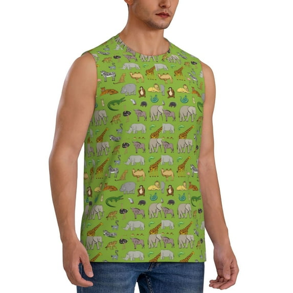 Picia African Animals 1 mens Cotton Tank Undershirts , Moisture-wicking Ribbed Tanks, Lightweight Cotton Tank Undershirts-Medium