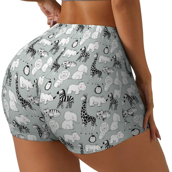 Picia African Animals Printed Workout Shorts for Women Seamless Scrunch Butt Lifting High Waisted Yoga Gym Booty Running Moisture-wicking Short Pants-