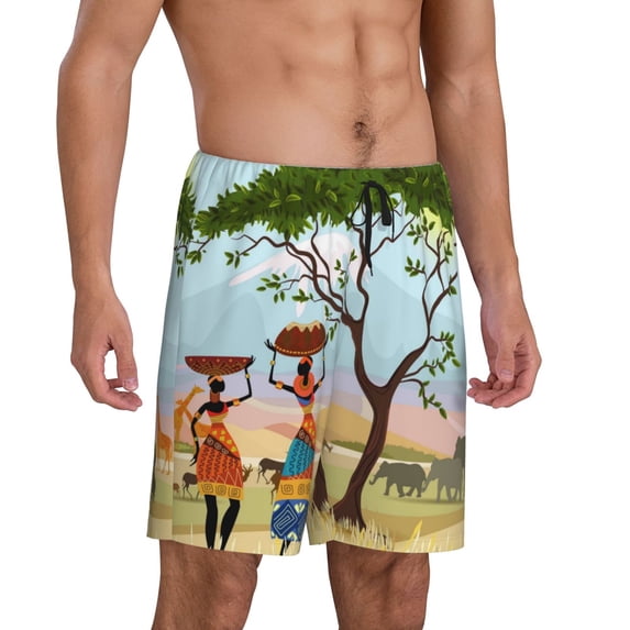 Picia African Women Pajama Shorts for Men, Men's Pajama Bottoms, Sleepwear,Short Pajama Pants-X-Large