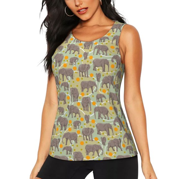 Picia African bush elephant Pattern Women's Workout Tank Top,Breathable Activewear,Slim Fit Athletic Top,Versatile Workout Moisture-wicking top-Small