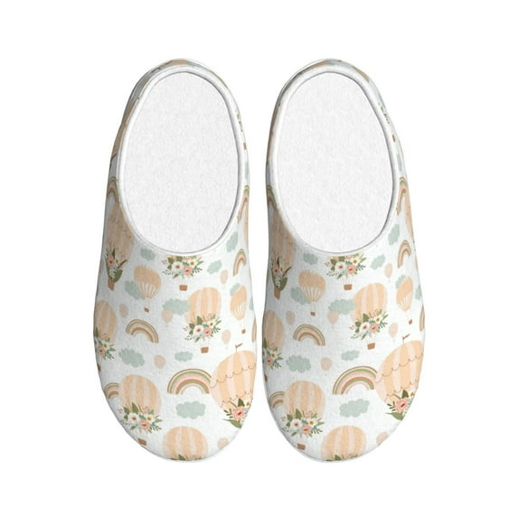 Picia Air Balloon and Flower for Women's Lamb-hug Comfy Fleece House Slippers Memory Foam, Slip-on House Shoes Indoor Outdoor-35/36