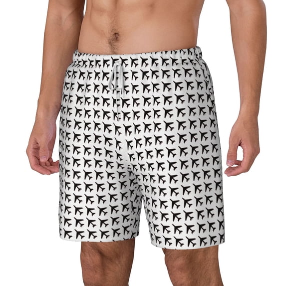 Picia Airplane pattern Mens Swim Trunks with Compression Liner Stretch Beach Shorts Quick Dry with Zipper Pockets No-Chafing Board Shorts-3X-Large