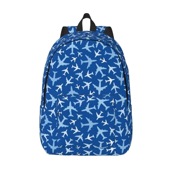 Picia Airplanes in the Sky Printed Canvas Daypack - Stylish and Durable Vintage Compact Backpack - Class, Work, Travel, or Laptop Bookbag,Organized Compartments-Medium