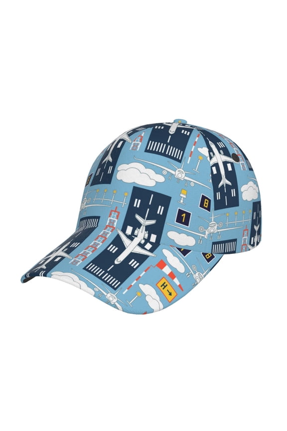 Airplanes and Aviation Signs pattern Trucker Low Profile Hat Men Women Baseball Cap Dad Hat Adjustable Unconstructed Plain Cap