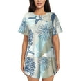thumbnail image 1 of Picia Algae Corals and Seashells Pajamas Sets for Women Soft Short-Sleeved Pjs with Lounge Shorts Two Piece Sleepwear-Large, 1 of 9