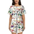 thumbnail image 1 of Picia Alpaca Flower Pajamas Sets for Women Soft Short-Sleeved Pjs with Lounge Shorts Two Piece Sleepwear-XX-Large, 1 of 9