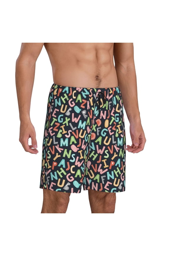 Alphabet Pajama Shorts for Men, Men's Pajama Bottoms, Sleepwear,Short Pajama Pants-XX-Large