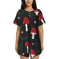 thumbnail image 1 of Picia Amanita Mushroom Pajamas Sets for Women Soft Short-Sleeved Pjs with Lounge Shorts Two Piece Sleepwear-3X-Large, 1 of 9