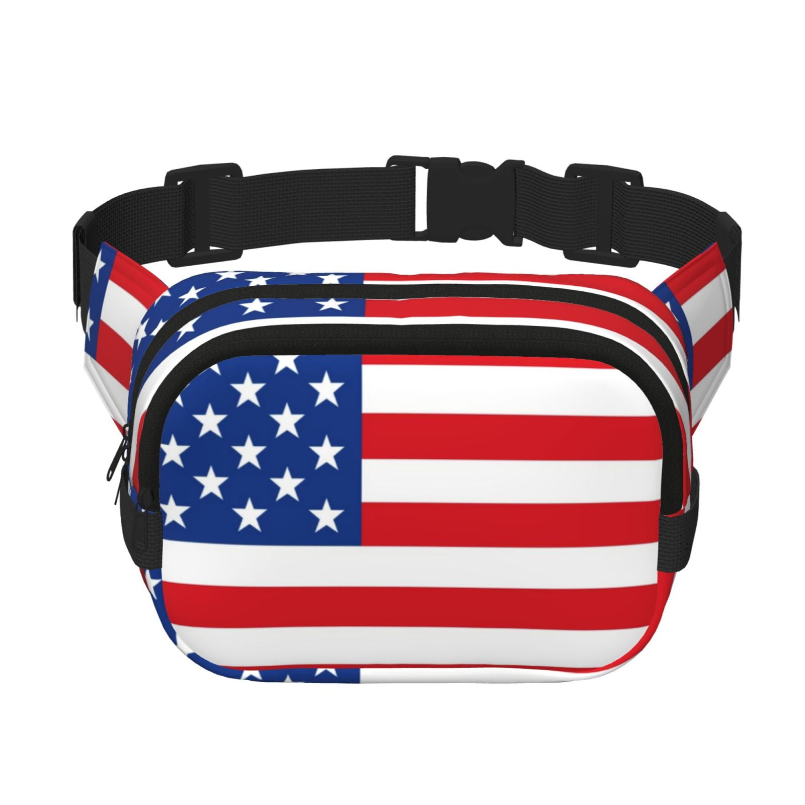 Picia America Flags3 Print Square Double-Layer Waist Bag Mini Adjustable Waist Belt Bag Exercise Running Travel Hiking