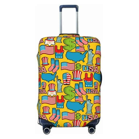 Picia America Symbols Luggage Protector Cover Thicken Suitcase Protector Cover Fit 18-32 Inch Luggage-X-Large