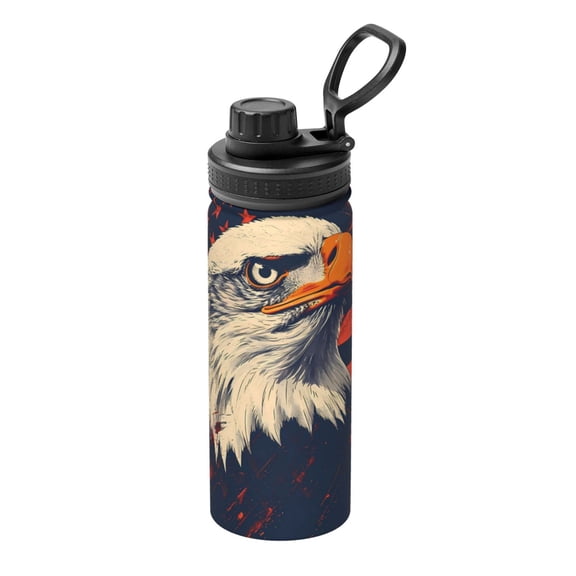 Picia American Bald Eagle A Pattern Water Bottle 18 oz Stainless Steel Insulated Bottles With Handle Leak Proof Gym Sport Water Jug BPA-free insulated kettle For Men Women Adults