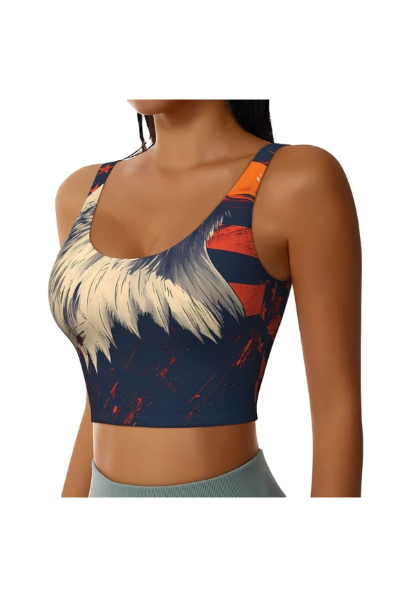 American Bald Eagle A Sports Bra for Women,Padded Strappy Sports Bras Medium Support Yoga Bra with Removable Cups,Running Yoga Bra-XX-Large