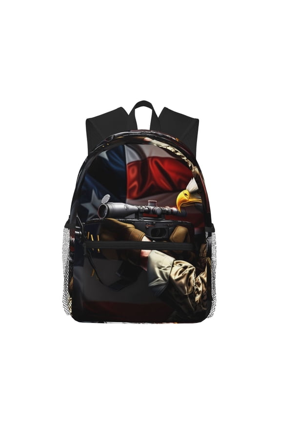 American Bald Eagle Warrior Large Capacity Backpack Classic Style Backpack Casual Backpack Water-Resistant School Work Travel Outdoor Backpack