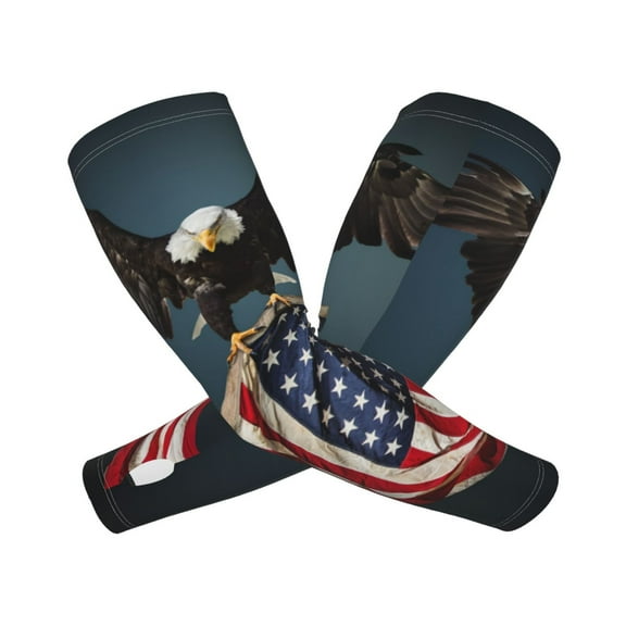 Picia American Flag Arm Sleeves for Men and Women - Tattoo Cover Up UPF 50+ Cooling Sports Sleeve for Basketball Golf Football-One Size