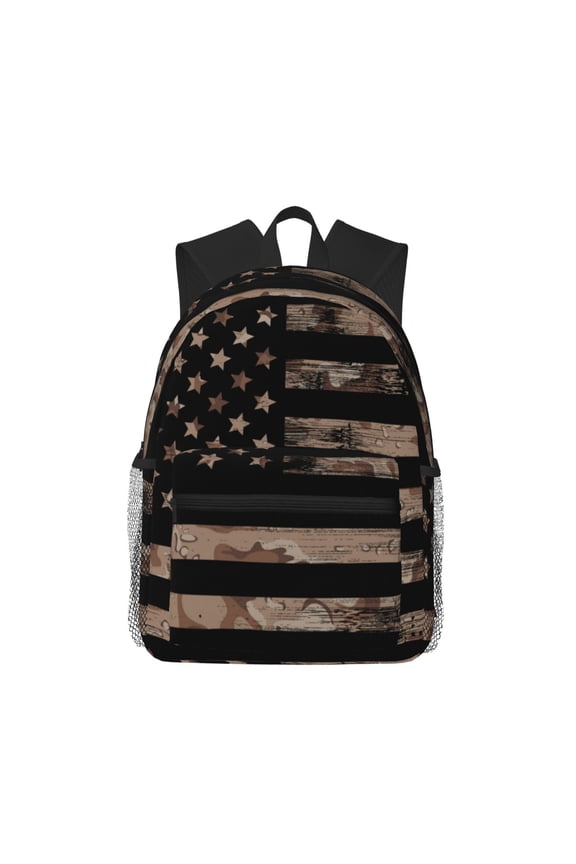 American Flag with Desert Camouflage Large Capacity Backpack Classic Style Backpack Casual Backpack Water-Resistant School Work Travel Outdoor Backpack