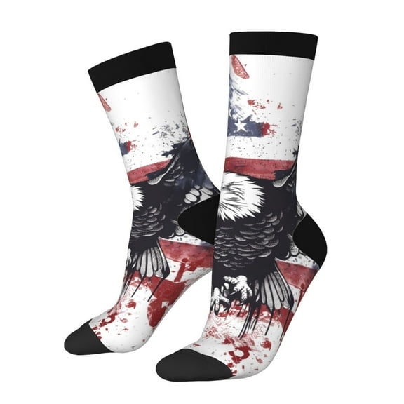 Picia American Flag Eagle Art Print Athletic Socks for Men & Women – Cushioned Moisture-Wicking Crew Socks for Sports, Running, and Training, Soft & Breathable Size 5-11