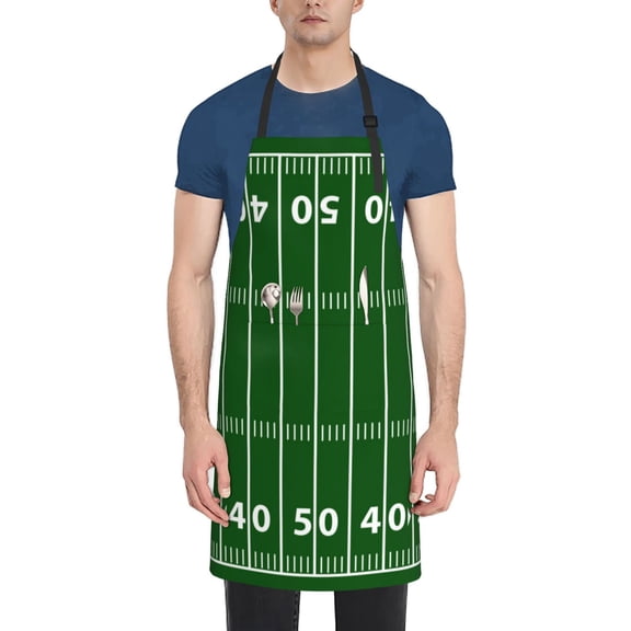 Picia American Football Field1 Waterproof Apron for Unisex Adult - Adjustable Bib Apron with Pockets, Ideal for Cooking, Gardening, Painting, and Household Chores